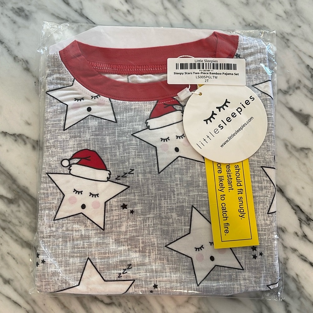 NIB Little Sleepies 2 Piece Pajama Set - Sleepy Santa Stars